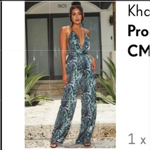 Leopard Print Halterneck Wide Leg Jumpsuit